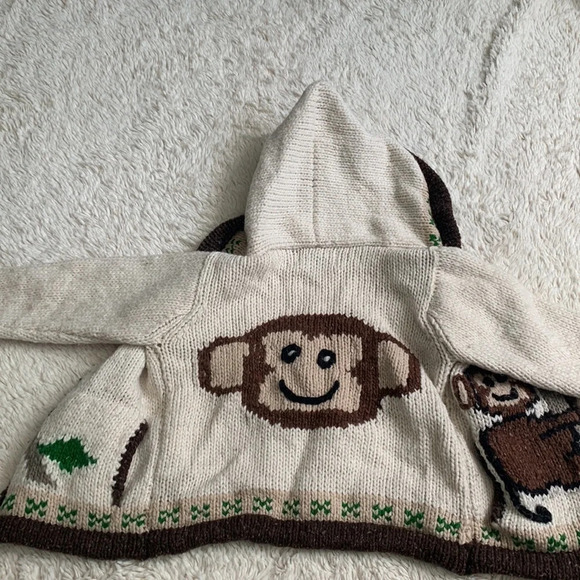 Ecuadorian clothing company half wool half cotton monkey sweater hoodie size 4 - Picture 7 of 8